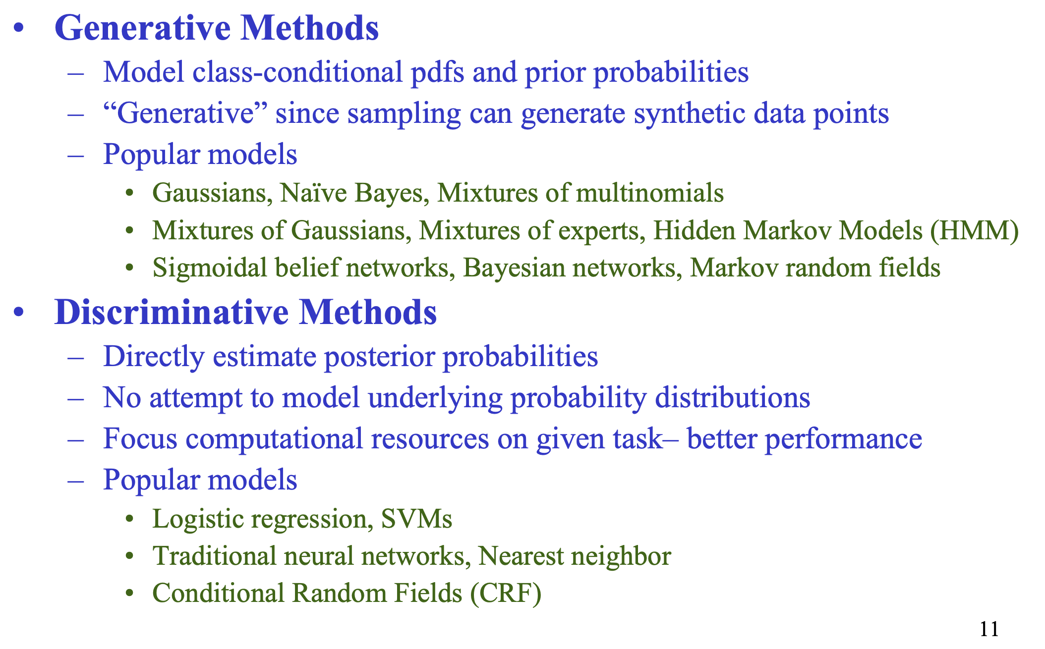 Generative vs discriminative models